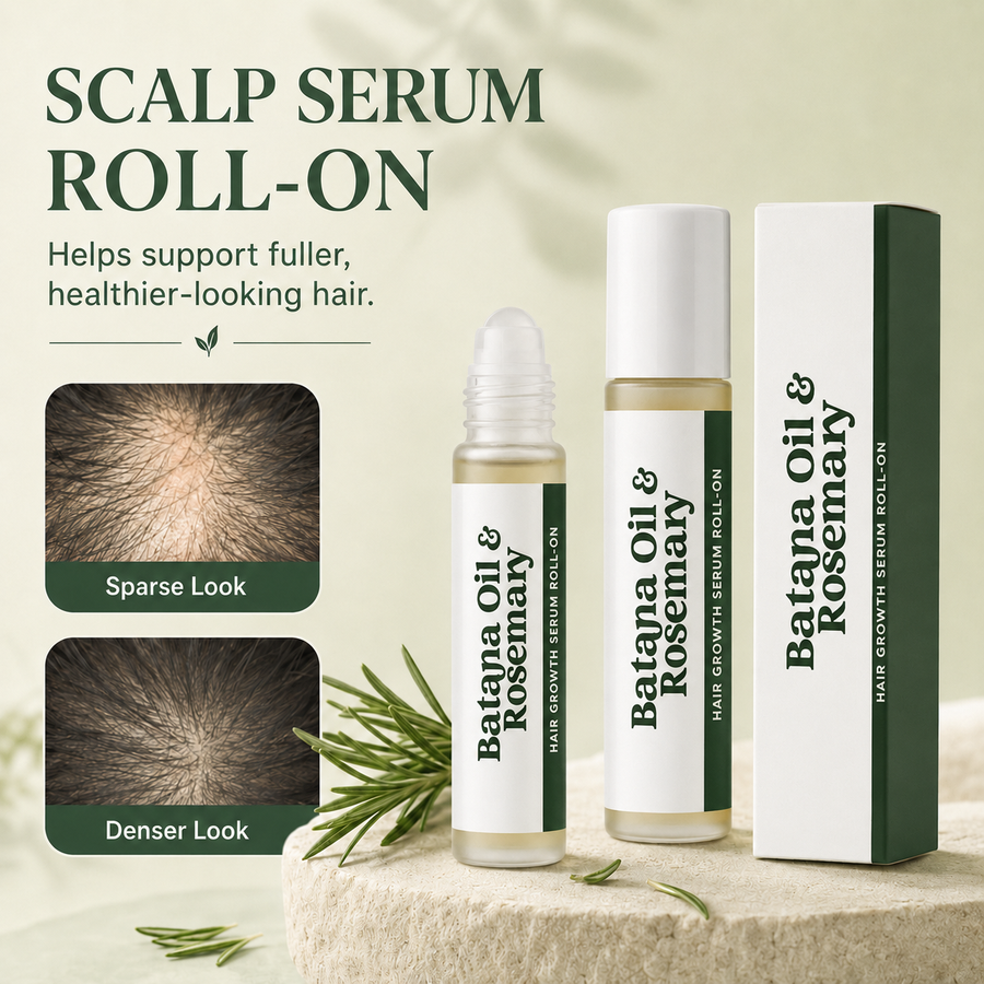 🌿Rosemary & Batana Scalp Serum Roll-On – Daily Hair & Scalp Support for Fuller-Looking Hair