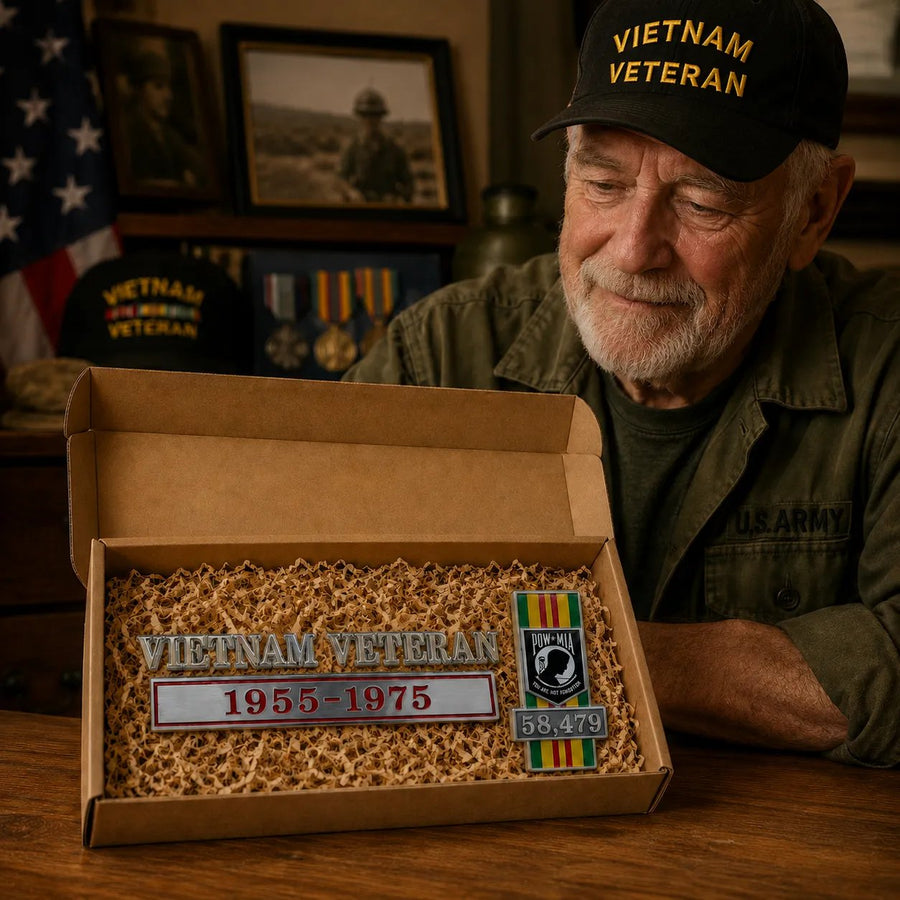 🎖️Vietnam-Era Veteran Tribute Car Emblem – Commemorative Metal Auto Badge for Honor & Remembrance