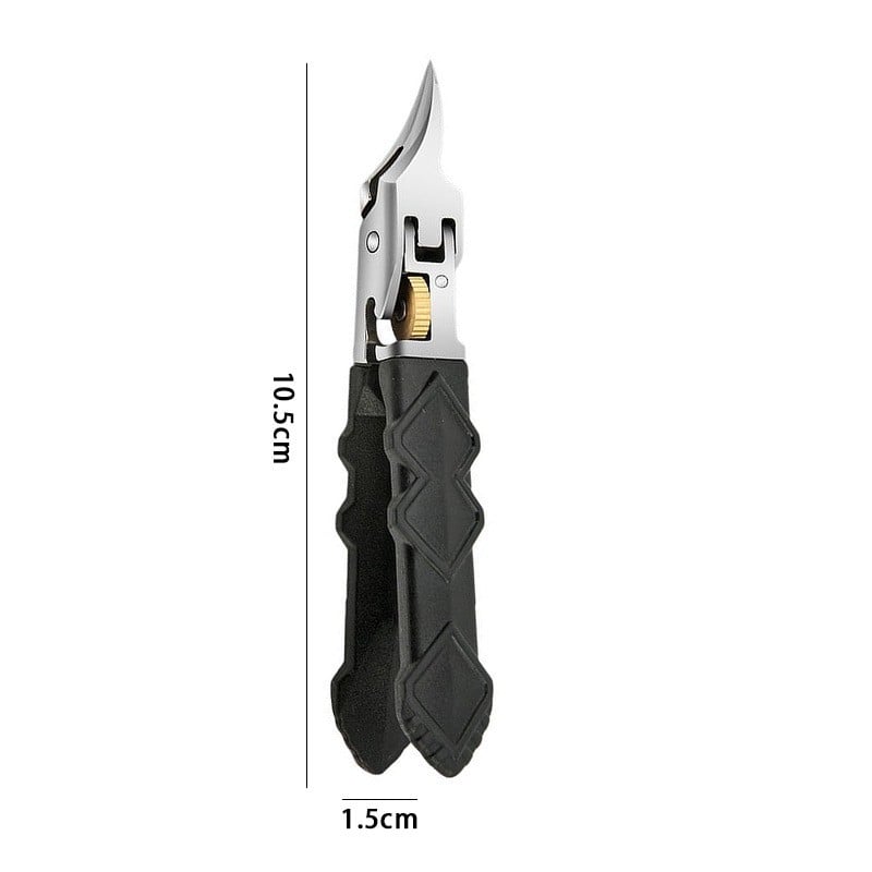 Black Anti-Slip Grip Gear Lock Nail Clipper with Ultra-Sharp Tips for Precise Access to Nail Grooves