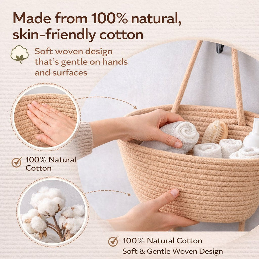 🧺Woven cotton 3-Tier Over the Door Basket, Wall-Mounted Jute Storage Organizer🔥
