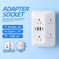 Portable 6-in-1 Wall Socket Extender Fast Charging Power Splitter Adapter