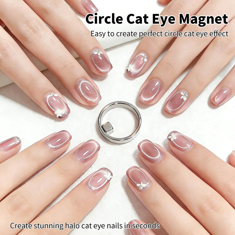 Hollow Ring Cat Eye Magnet For Nails, Easy Operation Nail Art Tool