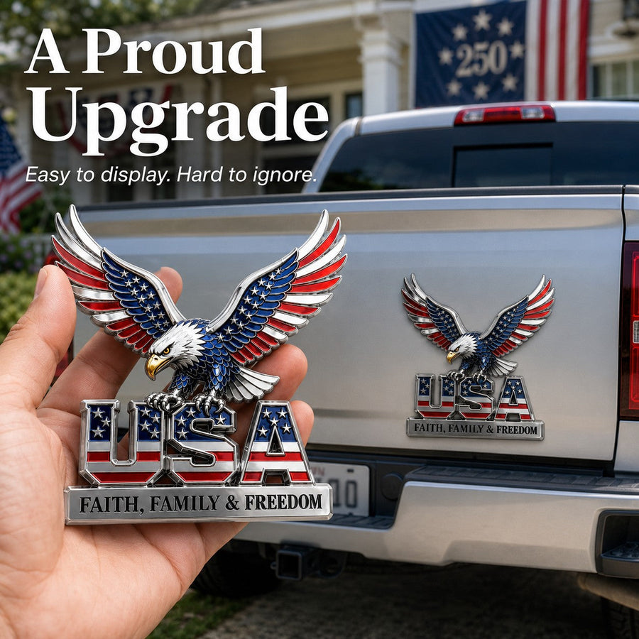 Patriotic 250th Anniversary-Inspired Metal Emblem Decor