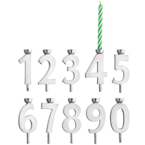 Silver Number Candle Holder 10-Piece Set