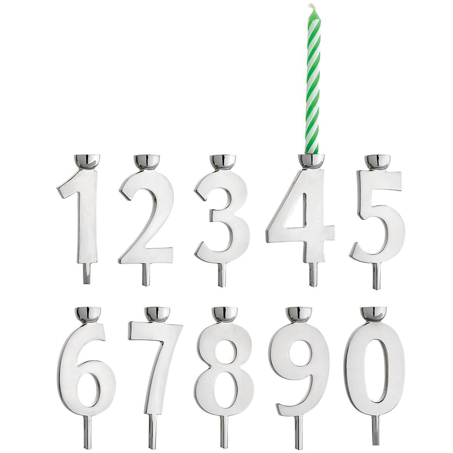 Silver Number Candle Holder 10-Piece Set