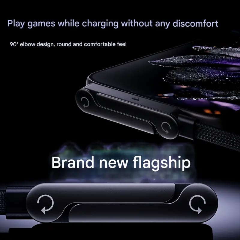 📱240W Braided Fast Charge Cable With Built-in Phone Stand