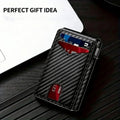 💼🔒Premium Aluminum RFID Blocking Minimalist Wallet for Men – Pop-Up Quick Access Card Holder with ID Window