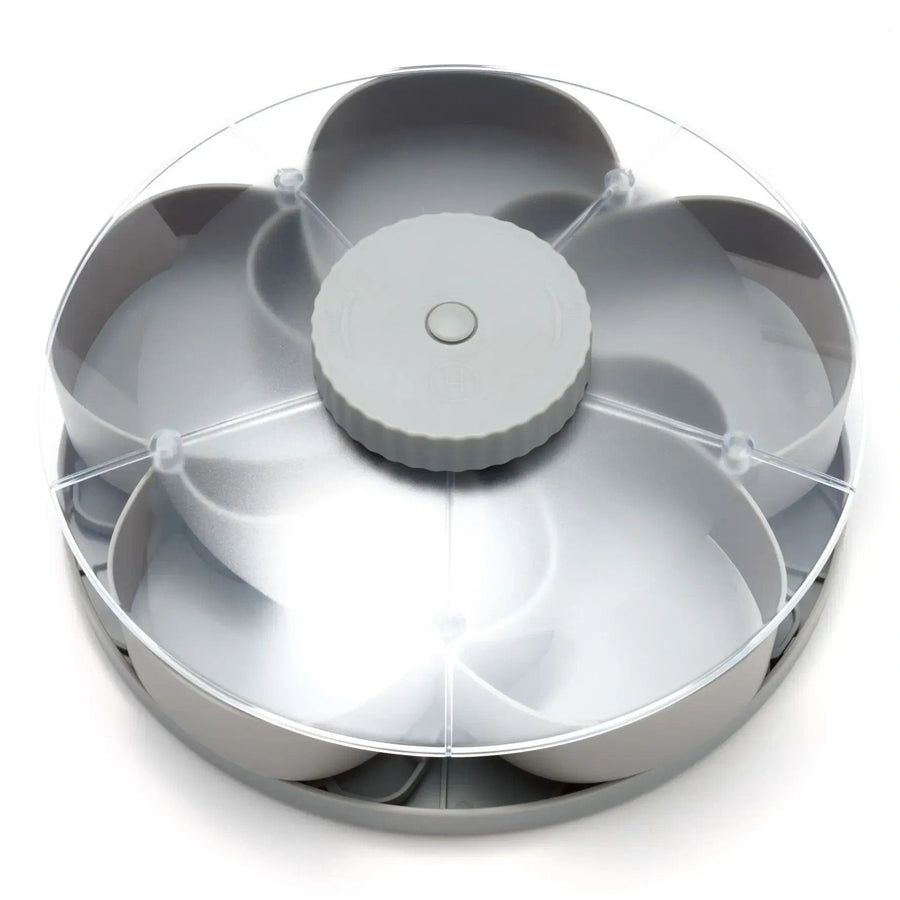 Hot Sale🍿✨ Divided Spin & Snack Serving Tray – 5-Compartment Rotating Party Platter