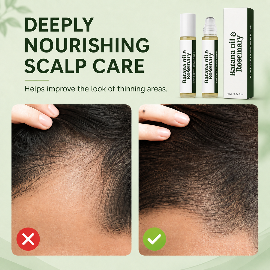 🌿Rosemary & Batana Scalp Serum Roll-On – Daily Hair & Scalp Support for Fuller-Looking Hair