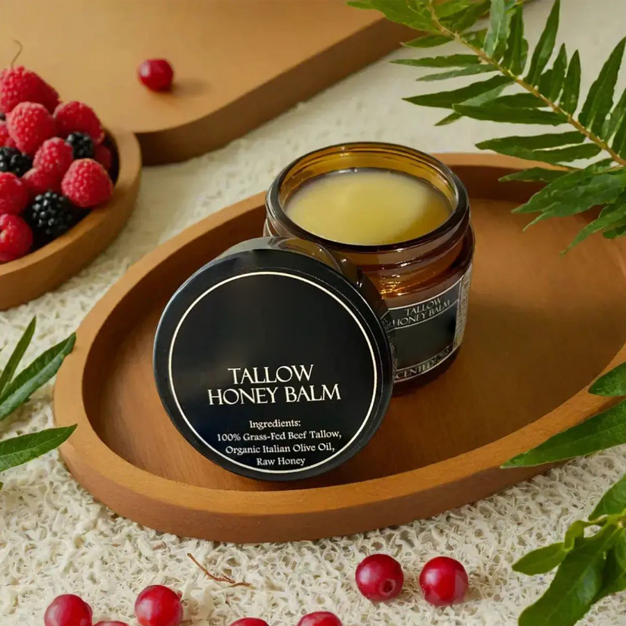 Grass-Fed Beef Tallow Balm with Raw Honey, Natural Skin Moisturizer
