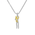 Hug Embrace Pendant Necklace for Mom & Child, Silver Gold Two-Tone Family Jewelry