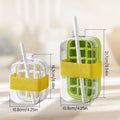 2-in-1 Silicone Ice Cube Bottle with Lid & Straw