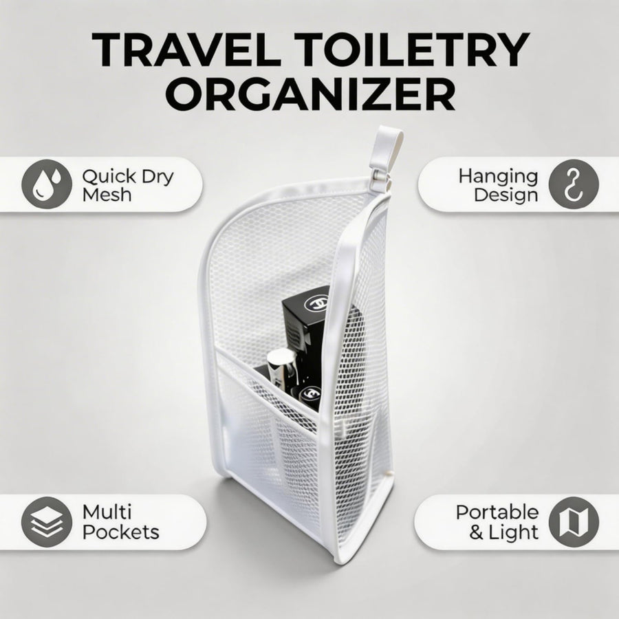 Free-Standing Clear Hanging Toiletry Bag, Foldable Waterproof EVA Cosmetic Organizer