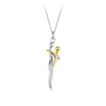 Hug Embrace Pendant Necklace for Mom & Child, Silver Gold Two-Tone Family Jewelry