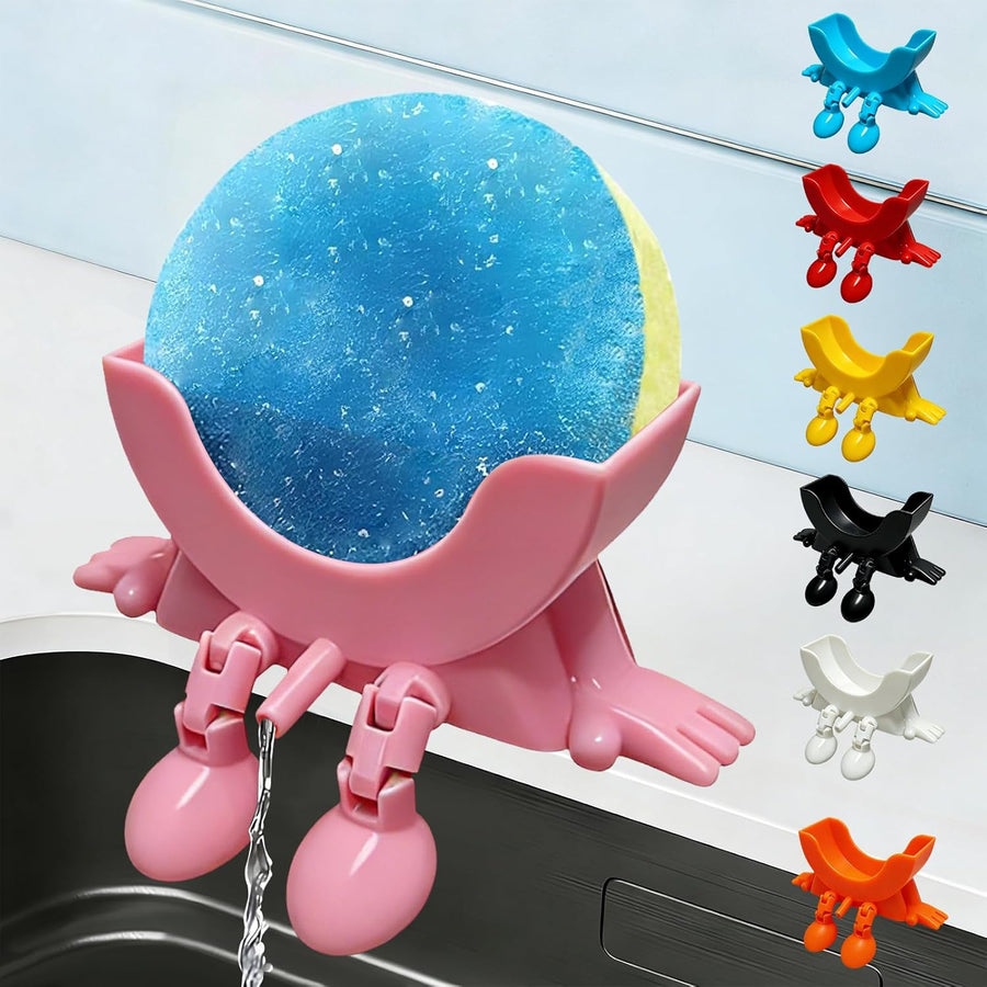 🔥🔥Cute Hanging Sponge Holder with Drainage,3D Printed Kitchen Funny Sponge Stand for Sink