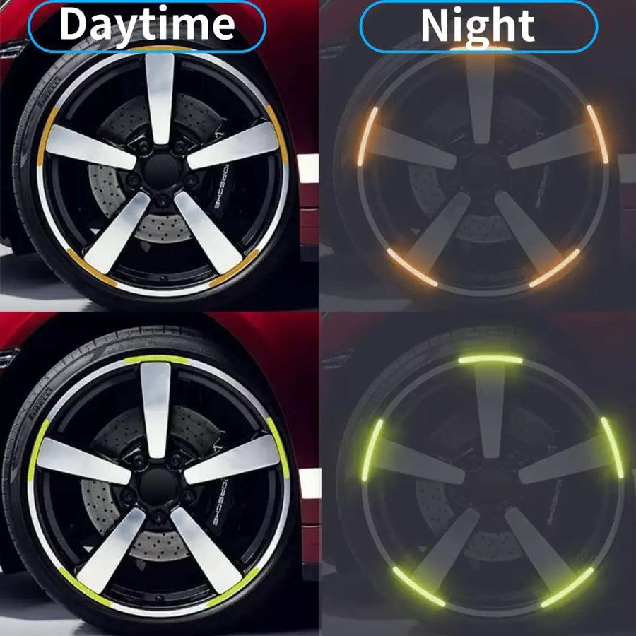 20PCS Wheel Adhesive Strips Stickers, Night Reflective Safety Decoration Strip for Car, Motocycle, Bicycle, Car Wheel Hub Reflective Sticker, Reflective Tape for Enhancing Car Wheel Safety