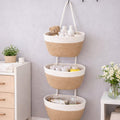 🧺Woven cotton 3-Tier Over the Door Basket, Wall-Mounted Jute Storage Organizer🔥
