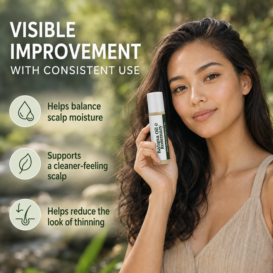 🌿Rosemary & Batana Scalp Serum Roll-On – Daily Hair & Scalp Support for Fuller-Looking Hair