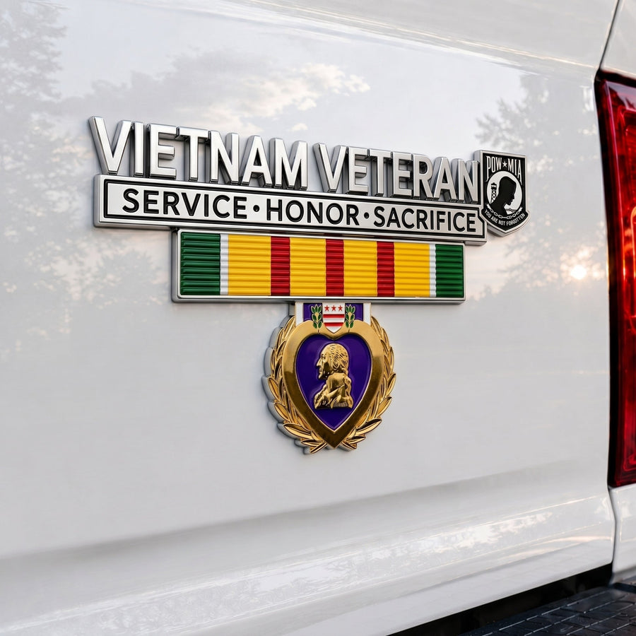 🎖️Vietnam-Era Veteran Tribute Car Emblem – Commemorative Metal Auto Badge for Honor & Remembrance