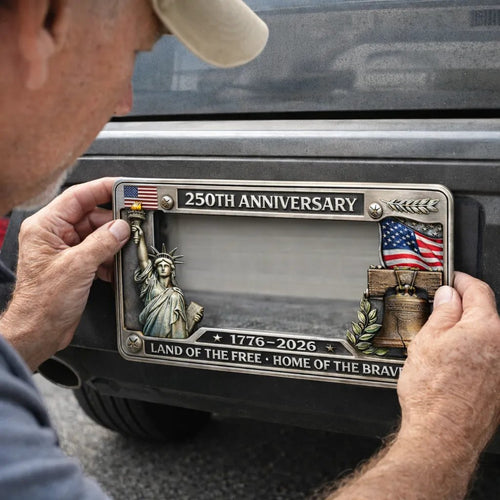 Patriotic Commemorative License Plate Frame for Vehicles