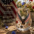 🦅Patriotic Eagle 250th Anniversary-Inspired Glass Tumbler