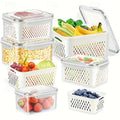 Produce Storage Containers – Stackable Fridge Organizer Bins with Removable Colanders