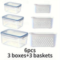 Produce Storage Containers – Stackable Fridge Organizer Bins with Removable Colanders