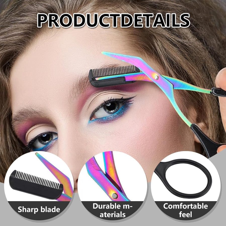 Eyebrow Trimmer Scissor, 2-in-1 Professional Eyebrow Scissor with Comb, Stainless Steel Precision Eyebrow Cutter