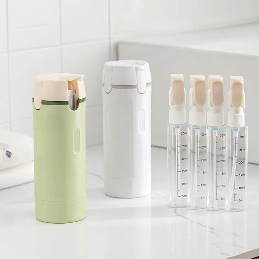 🔥4-in-1 Travel Refillable Bottle Set – Compact Toiletry Dispenser