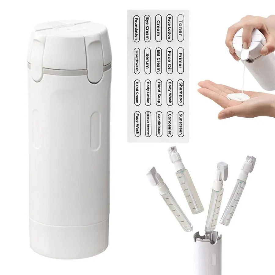 🔥4-in-1 Travel Refillable Bottle Set – Compact Toiletry Dispenser