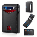 💼🔒Premium Aluminum RFID Blocking Minimalist Wallet for Men – Pop-Up Quick Access Card Holder with ID Window