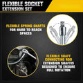 💖1/2-Inch Flexible Socket Extension Set – 35cm Bendable Ratchet Wrench Extenders for Tight Spaces