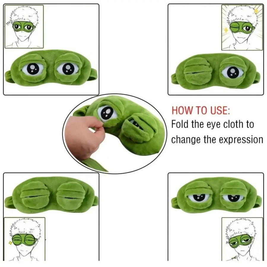 Cute 3D Cartoon Frog Eye Mask, Comfortable Light Blocking Sleep Eyeshade