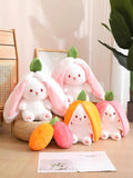 Cute Strawberry Bunny Plush Toy Soft Kawaii Stuffed Animal Gift for Kids Girls Hug Pillow Bed Decoration Birthday Present Furry Friends Plush Doll Animal Gift for Kids