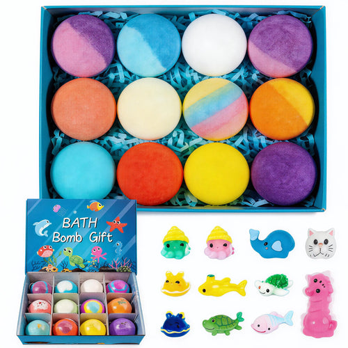 12 Pack Kids Bath Bombs Gift Set with Surprise Toys, Easter Basket Stuffers for Boys & Girls
