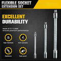 💖1/2-Inch Flexible Socket Extension Set – 35cm Bendable Ratchet Wrench Extenders for Tight Spaces