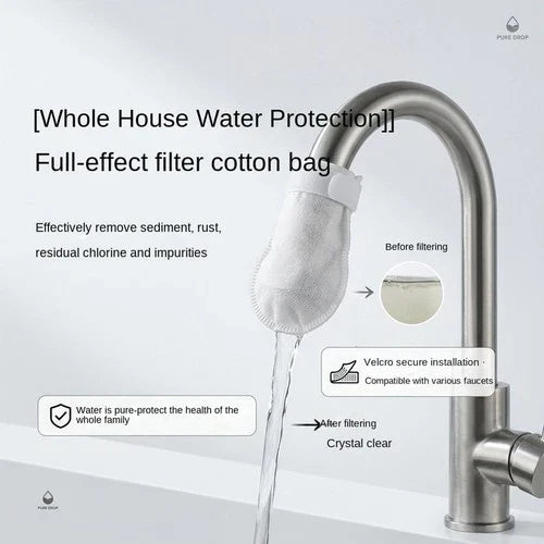 💧Cotton Faucet Filter Bags – DIY Mesh Strainer Bags for Visible Sediment, Rust & Scale