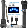 High Lumens Long Tactical Flashlight, Rechargeable Handheld Light