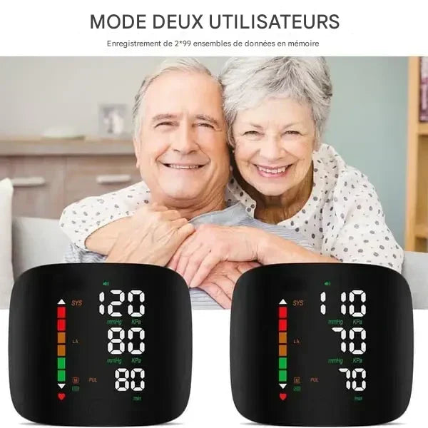 Rechargeable touchscreen wrist blood pressure monitor